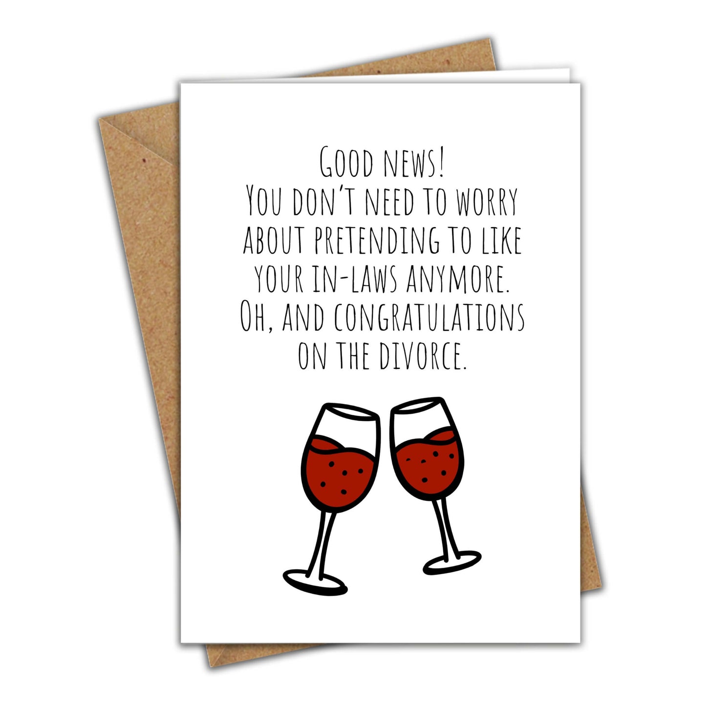 Little Kraken's Good News, Don't Have to Pretend to Like In Laws Anymore | Funny Divorce Card | Congratulations on Your Divorce Greeting Card, Divorce Cards for £3.50 each