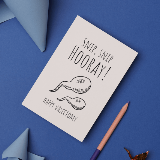 Little Kraken's Snip, Snip Hooray! Happy Vasectomy Greeting Card, for £3.50 each