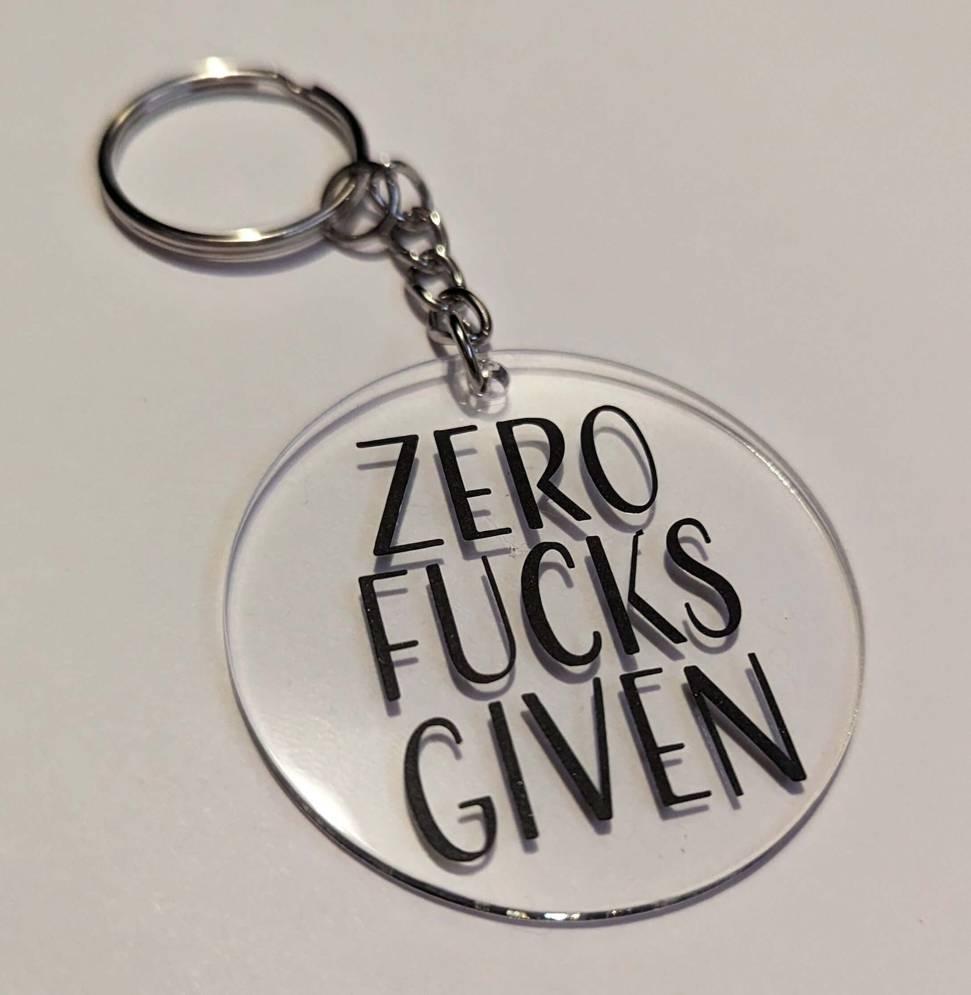 Little Kraken's Funny Rude Zero Fucks Given Handmade Keyring 5cm | Gift Idea, Funny Gift, Funny Keyring, Swearing Keyring | KYRUD002, for £3.99 each