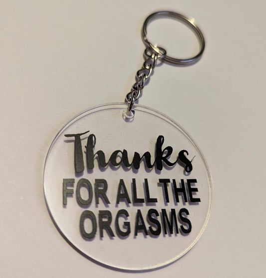 Little Kraken's Funny Rude Thanks for All The Orgasms Handmade Keyring 5cm | Gift Idea, Funny Gift, Funny Keyring, Swearing Keyring | KYRUD005, Keyrings for £3.99 each
