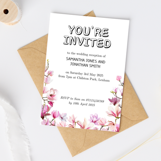 Delicate Pink Blossom Reception Invitations