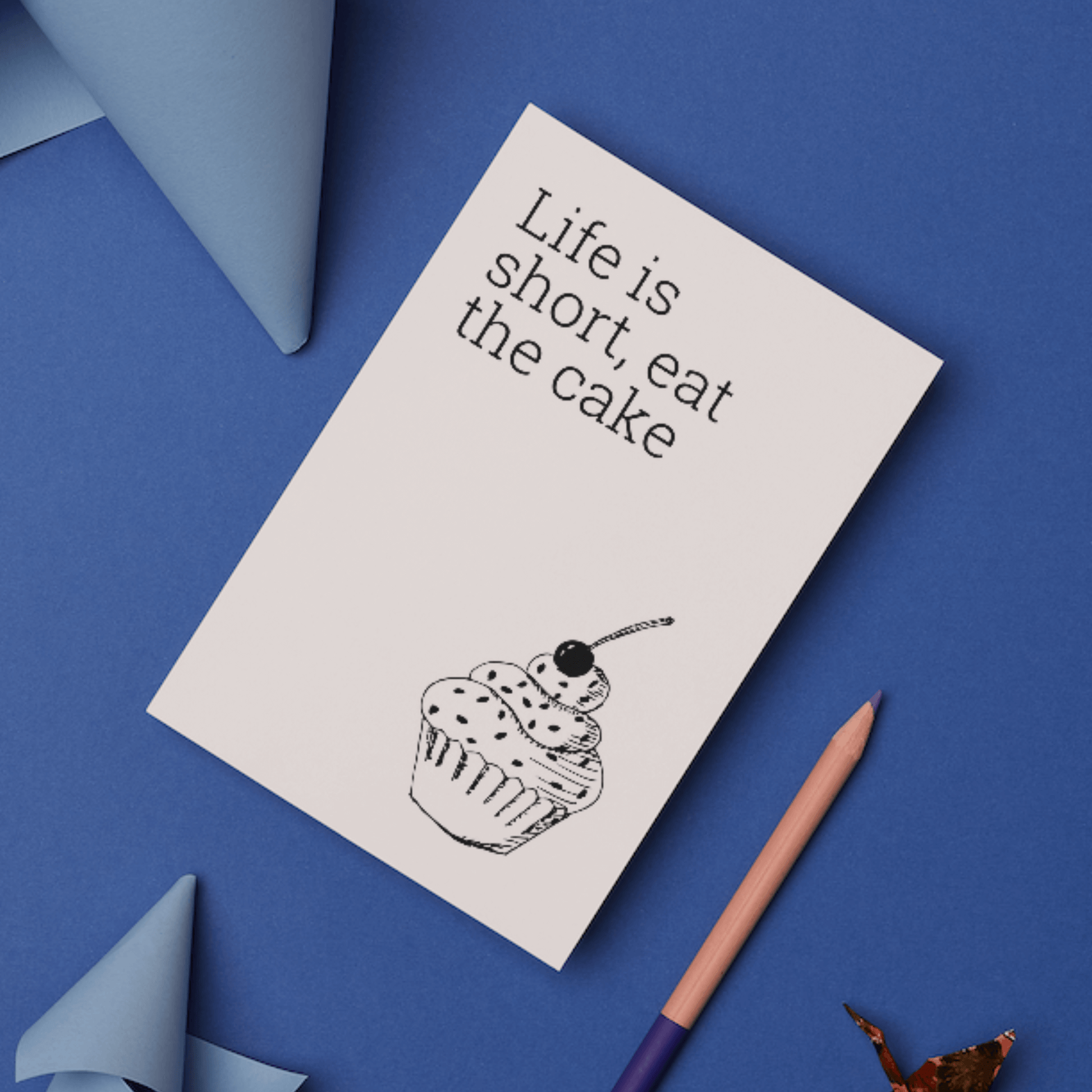 Little Kraken's Life Is Short, Eat the Cake | Cupcake Greeting Card, General Cards for £3.50 each