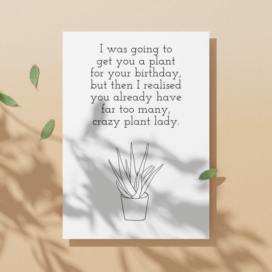 Little Kraken's I Was Going to Get You a Plant For Your Birthday | Funny Aloe Vera Birthday Card, Birthday Cards for £3.50 each