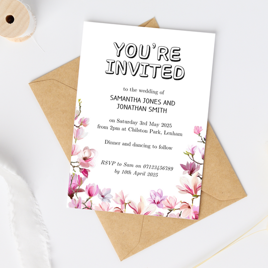 Delicate Pink Blossom Wedding Invitations