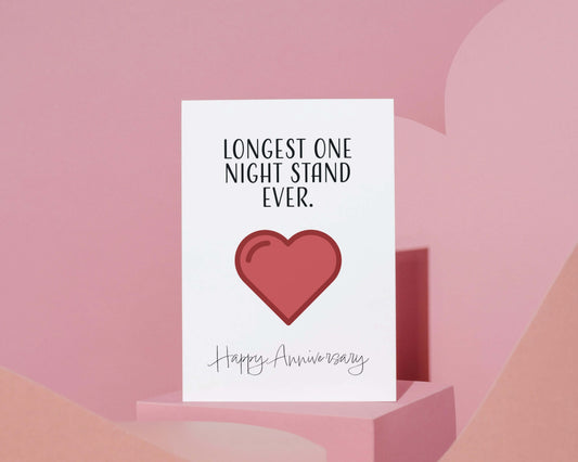 Longest One Night Stand Ever | Funny Anniversary Card | Funny Rude Wedding Relationship Anniversary Greeting Card
