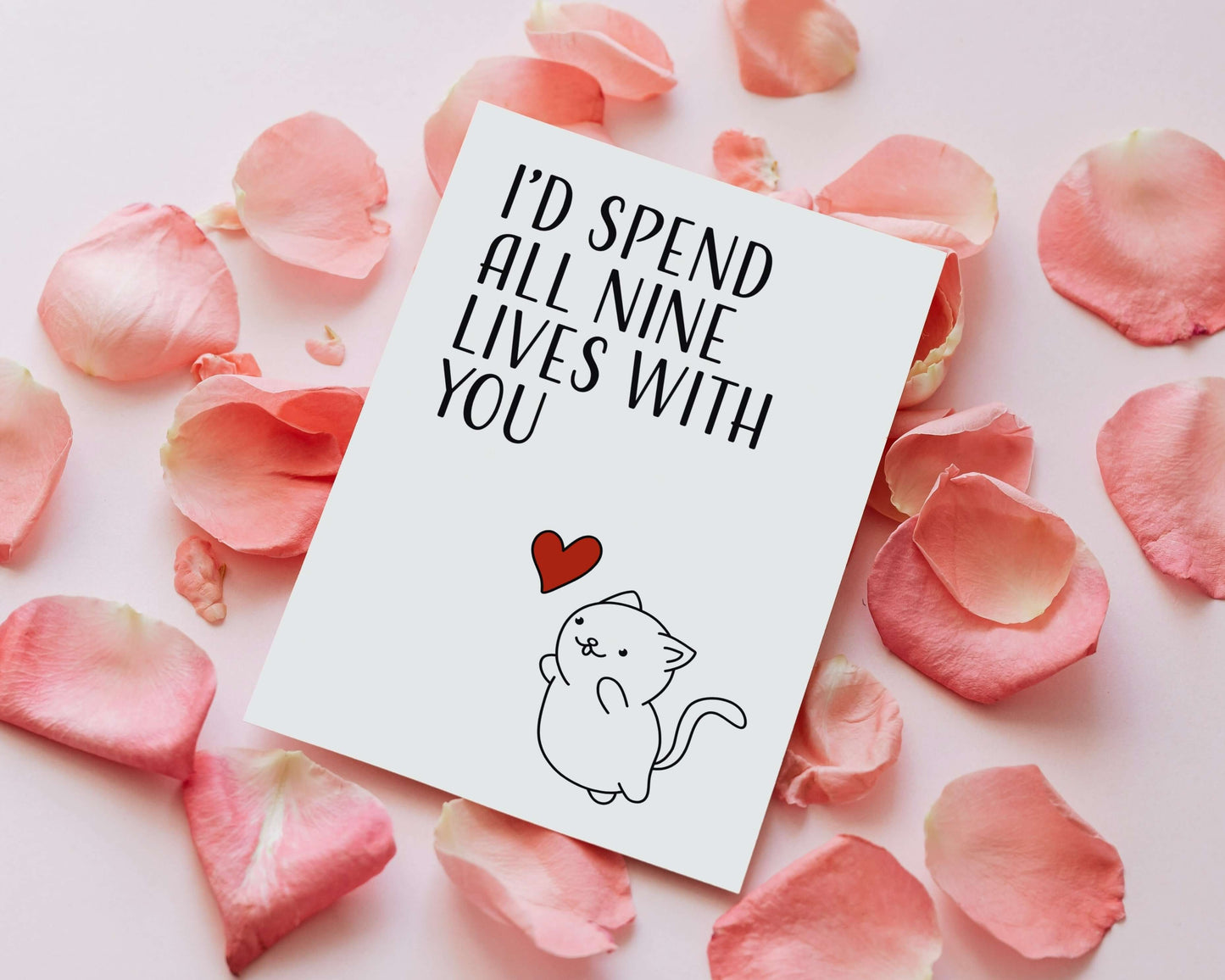 The Card Store UK's I'd Spend All Nine Lives With You | Funny Love General Blank Everyday Card | Cat Pun Greeting Card, Love Cards for £3.50 each