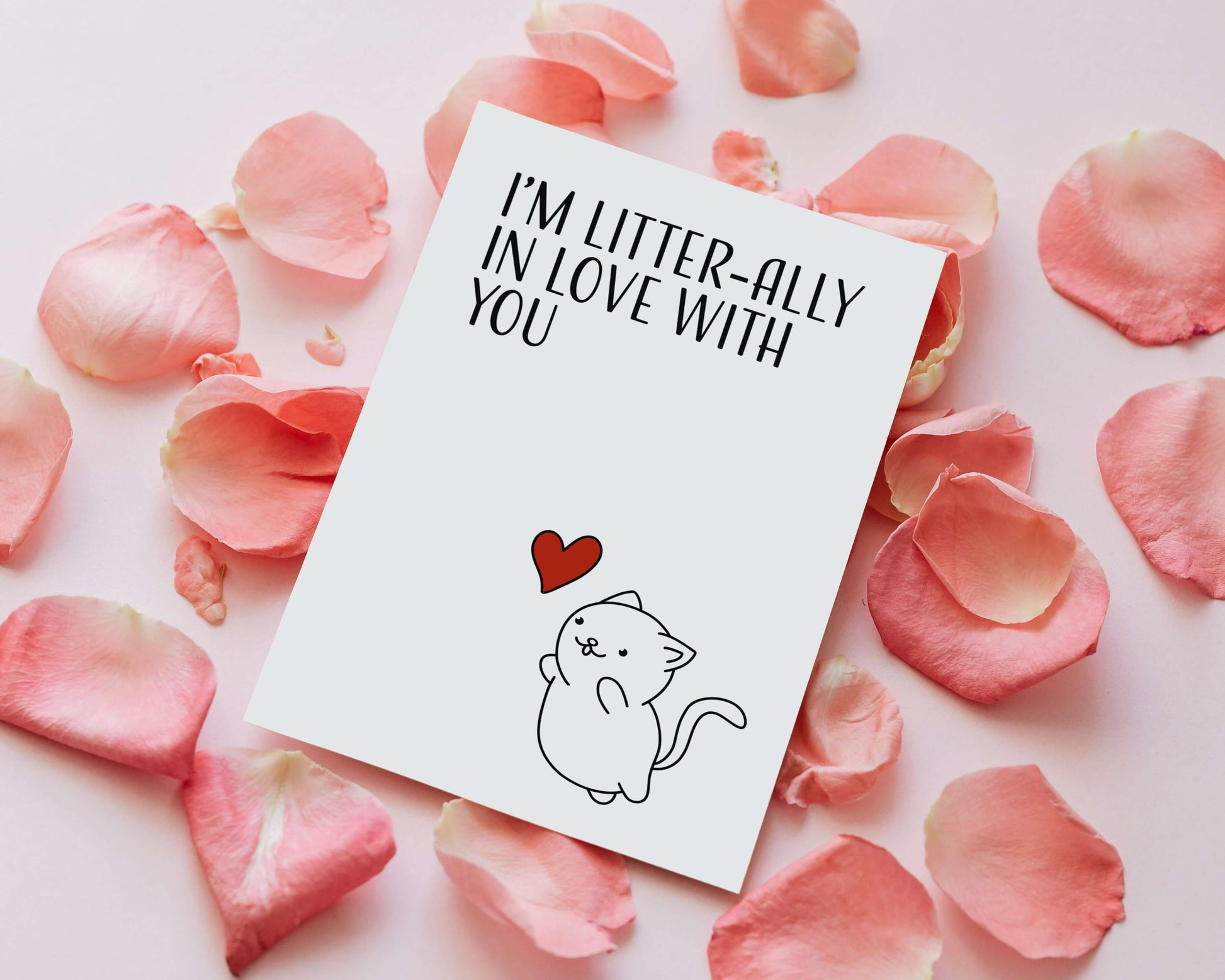 The Card Store UK's I'm Litterally In Love With You | Funny Love General Blank Everyday Card | Cat Pun Greeting Card, Love Cards for £3.50 each