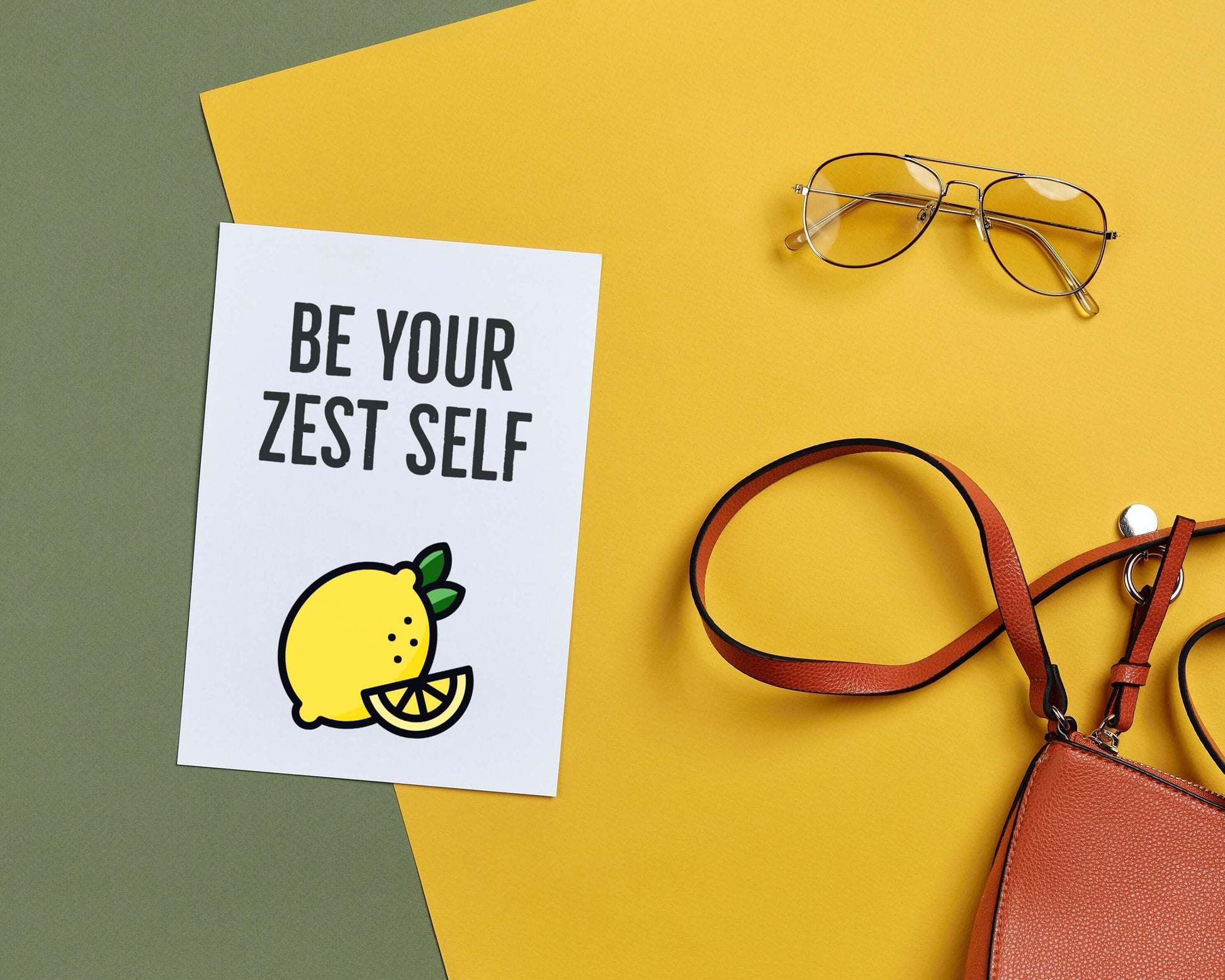 The Card Store UK's Be Your Zest Self | Funny Lemon Pun Card | Everyday Blank Pun Card, General Cards for £3.50 each