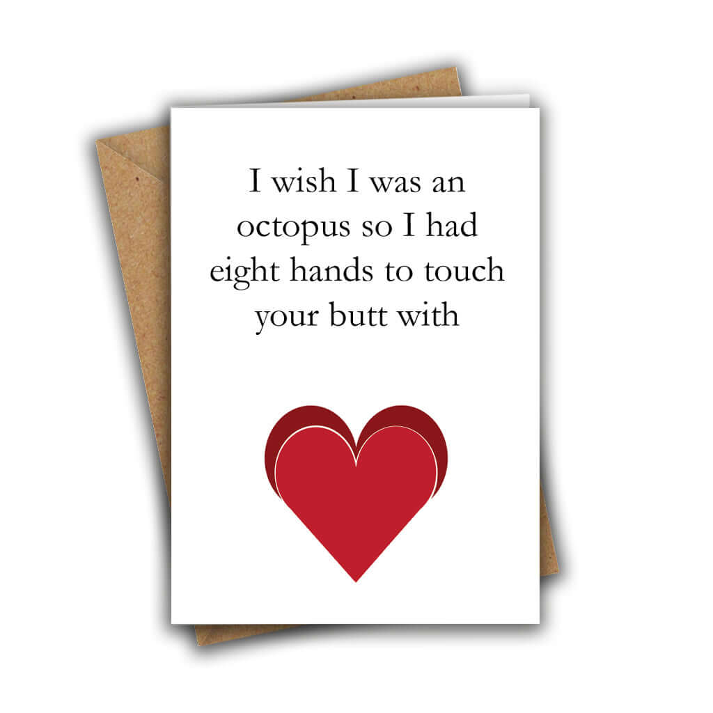 Little Kraken's I Wish I Was An Octopus So I Had Eight Hands to Touch Your Butt With Anniversary Valentine A5 Greeting Card, Love Cards for £3.50 each