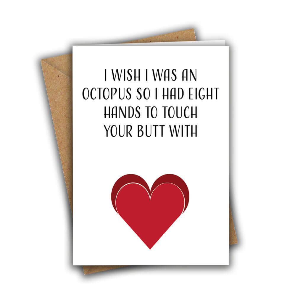 Little Kraken's I Wish I Was An Octopus So I Had Eight Hands to Touch Your Butt With Anniversary A5 Greeting Card, Anniversary Cards for £3.50 each