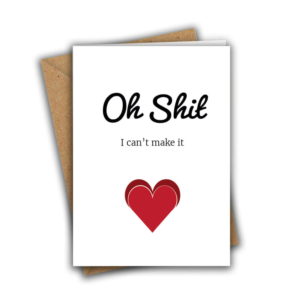 Little Kraken's Oh Shit, I Can't Make It Funny Wedding RSVP A5 Greeting Card, RSVP Cards for £3.50 each