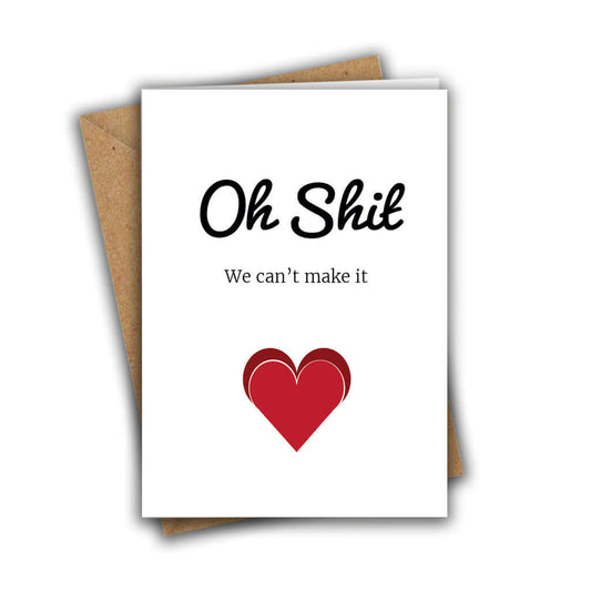 Oh Shit, We Can't Make It Funny Wedding RSVP A5 Greeting Card
