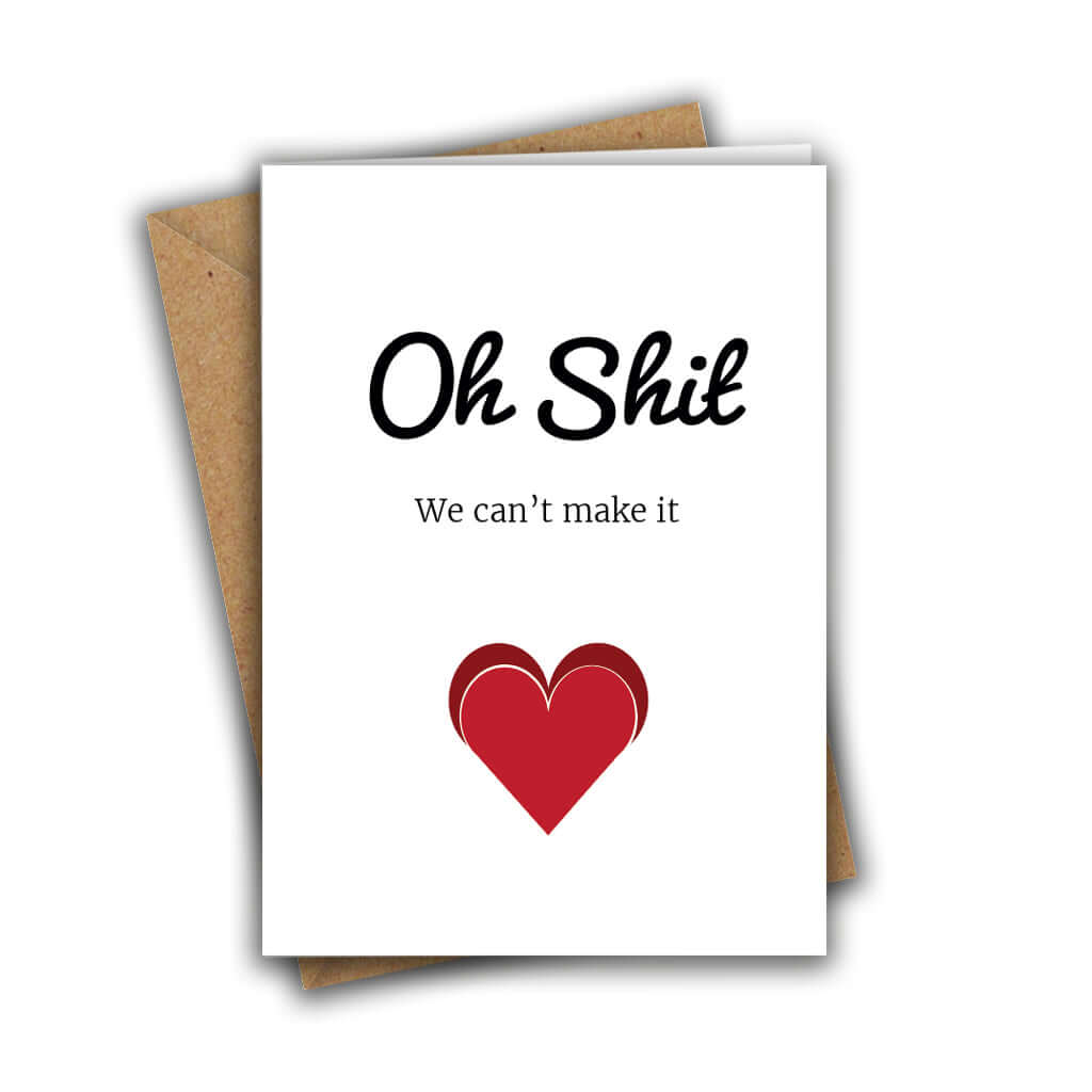 Little Kraken's Oh Shit, We Can't Make It Funny Wedding RSVP A5 Greeting Card, RSVP Cards for £3.50 each