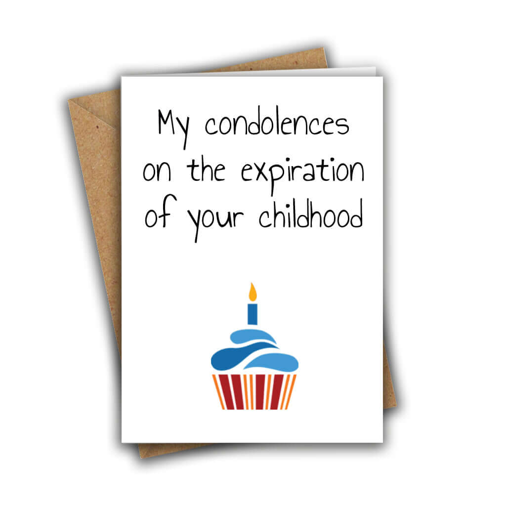 Little Kraken's My Condolences on the Expiration of Your Childhood Funny A5 Birthday Card, Birthday Cards for £3.50 each