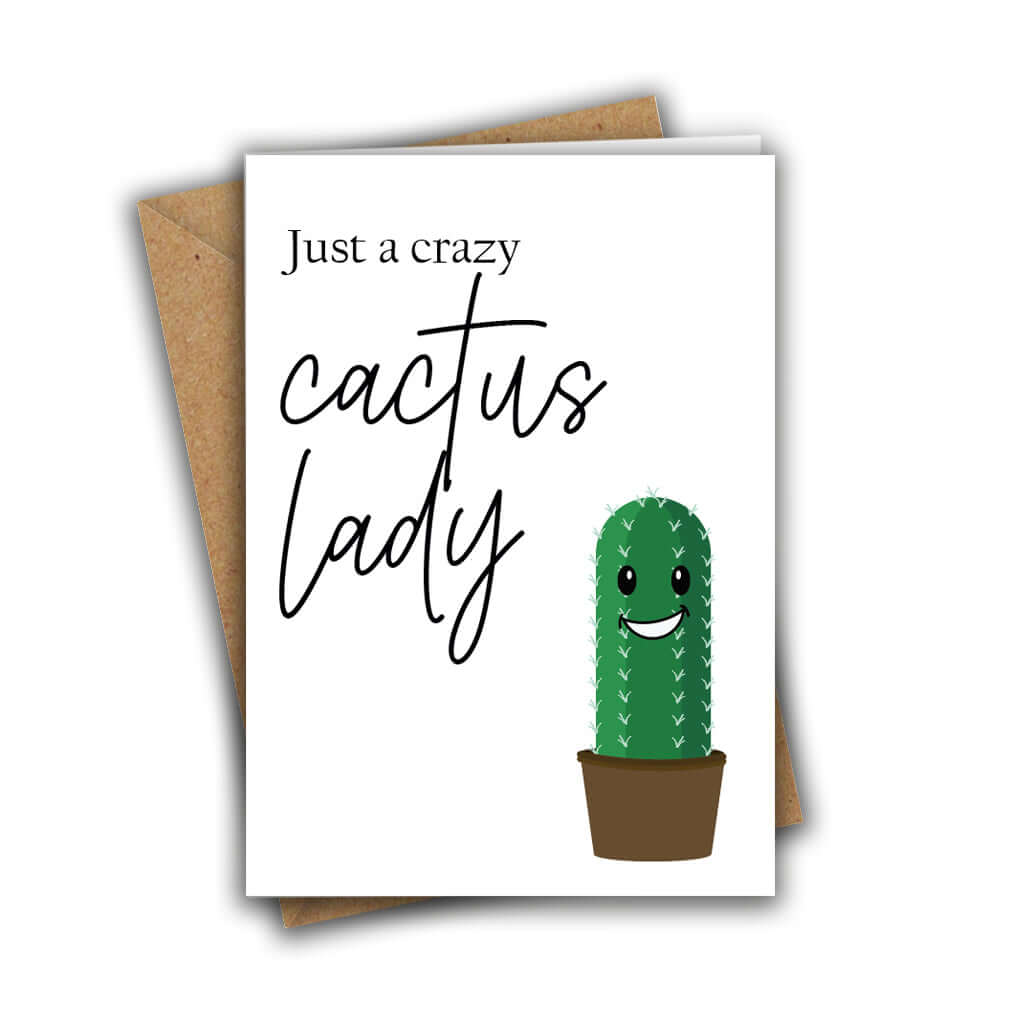 Little Kraken's Just a Crazy Cactus Lady Funny Cactus Greeting Card, General Cards for £3.50 each