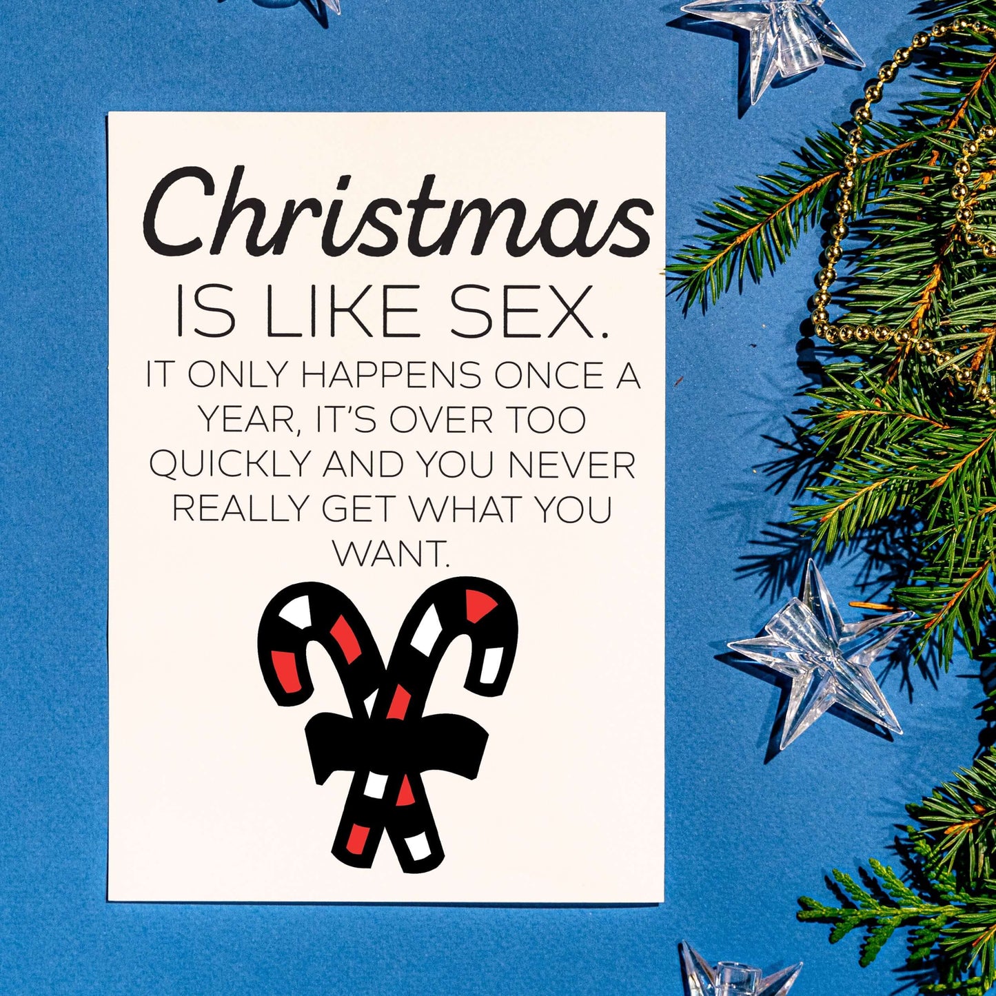 Little Kraken's Christmas is Like Sex Funny Candycane Christmas White A5 Greeting Card, Christmas Cards for £3.50 each