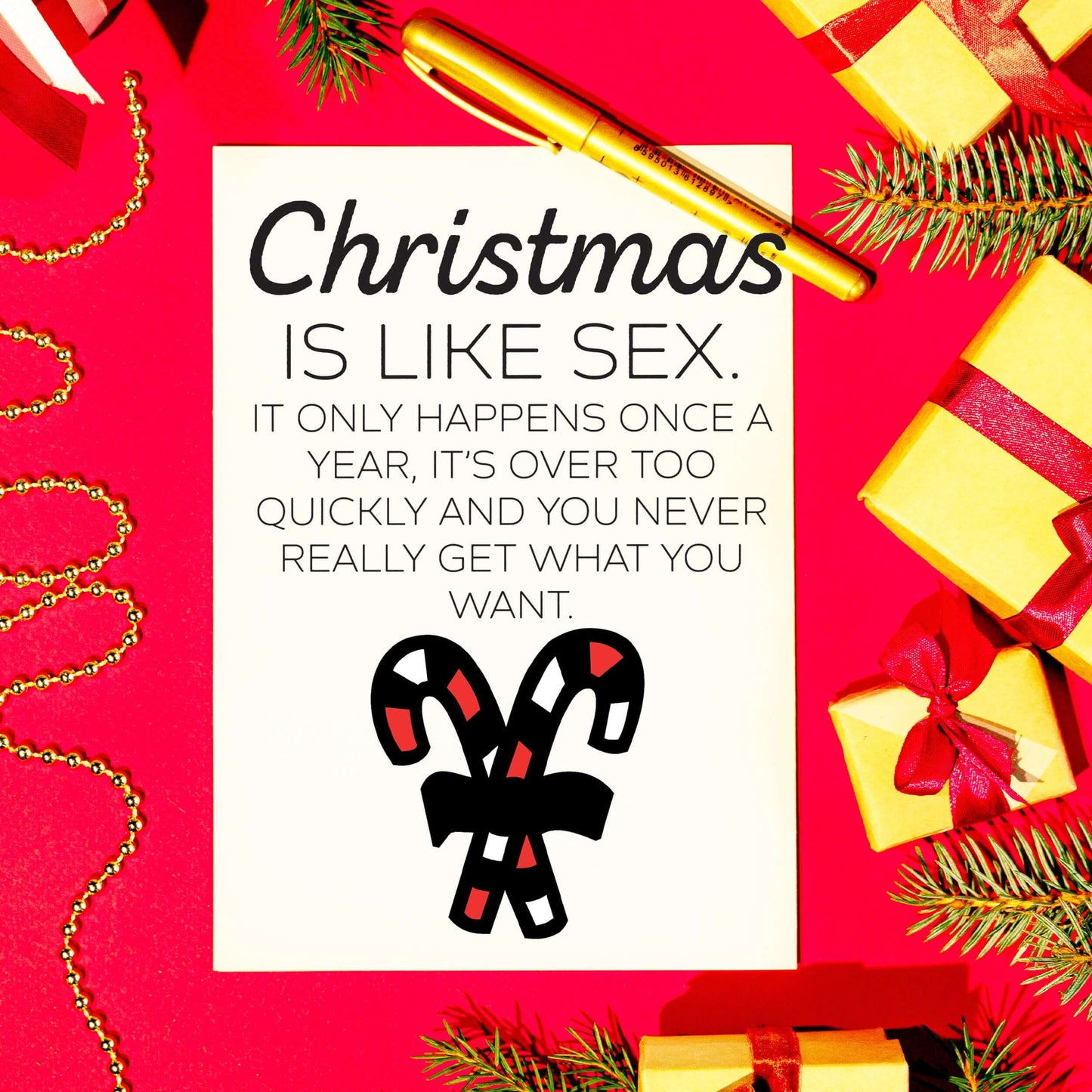 Little Kraken's Christmas is Like Sex Funny Candycane Christmas White A5 Greeting Card, Christmas Cards for £3.50 each