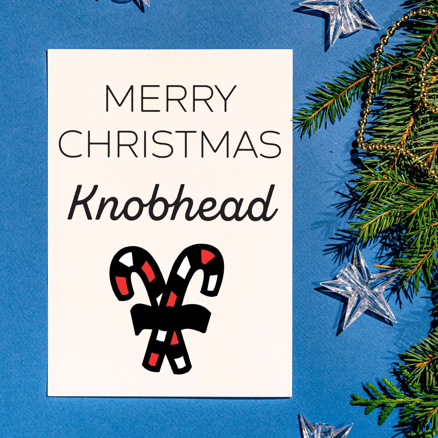Little Kraken's Merry Christmas Knobhead Funny Candycane Christmas White A5 Greeting Card, Christmas Cards for £3.50 each