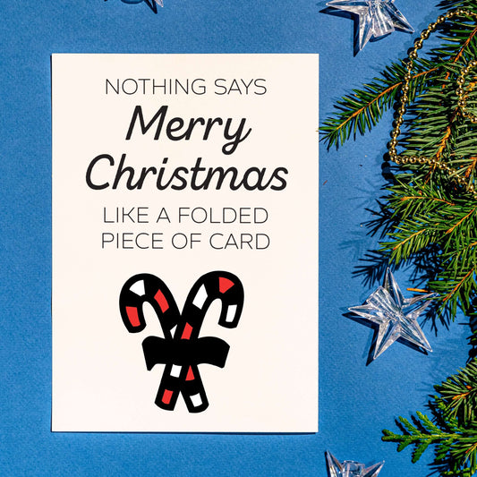 Little Kraken's Nothing Says Merry Christmas Like a Folded Piece of Card Funny Candycane Christmas White Sarcastic A5 Greeting Card, Christmas Cards for £3.50 each