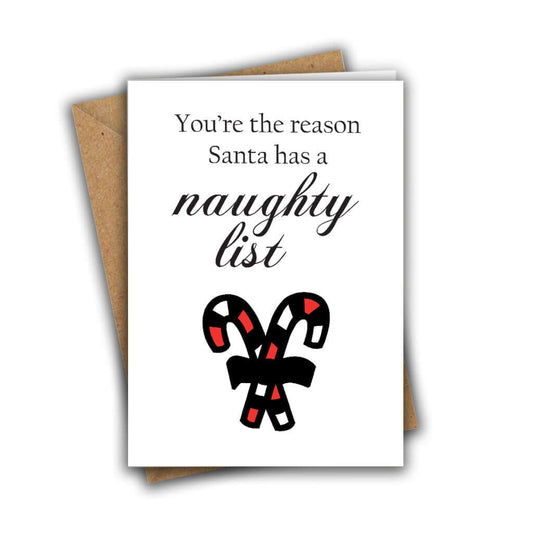 Little Kraken's You're The Reason Santa Has a Naughty List Funny Rude Christmas Greeting Card, Christmas Cards for £3.50 each